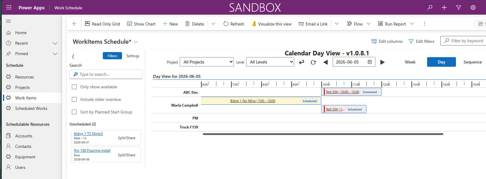 ScheduleBasic PCF control showing calendar Day view in Power Platform or Dynamics 365