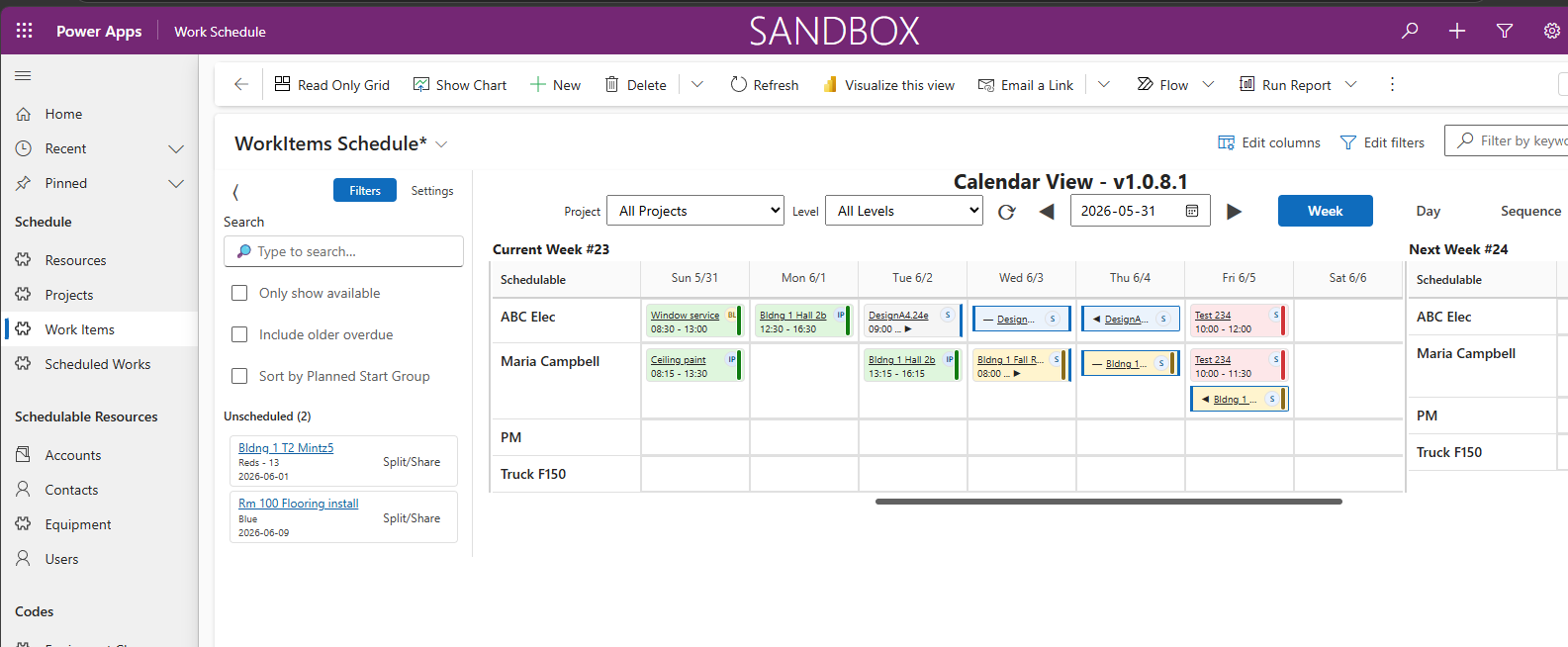 ScheduleBasic PCF control showing calendar Week view in Power Platform or Dynamics 365