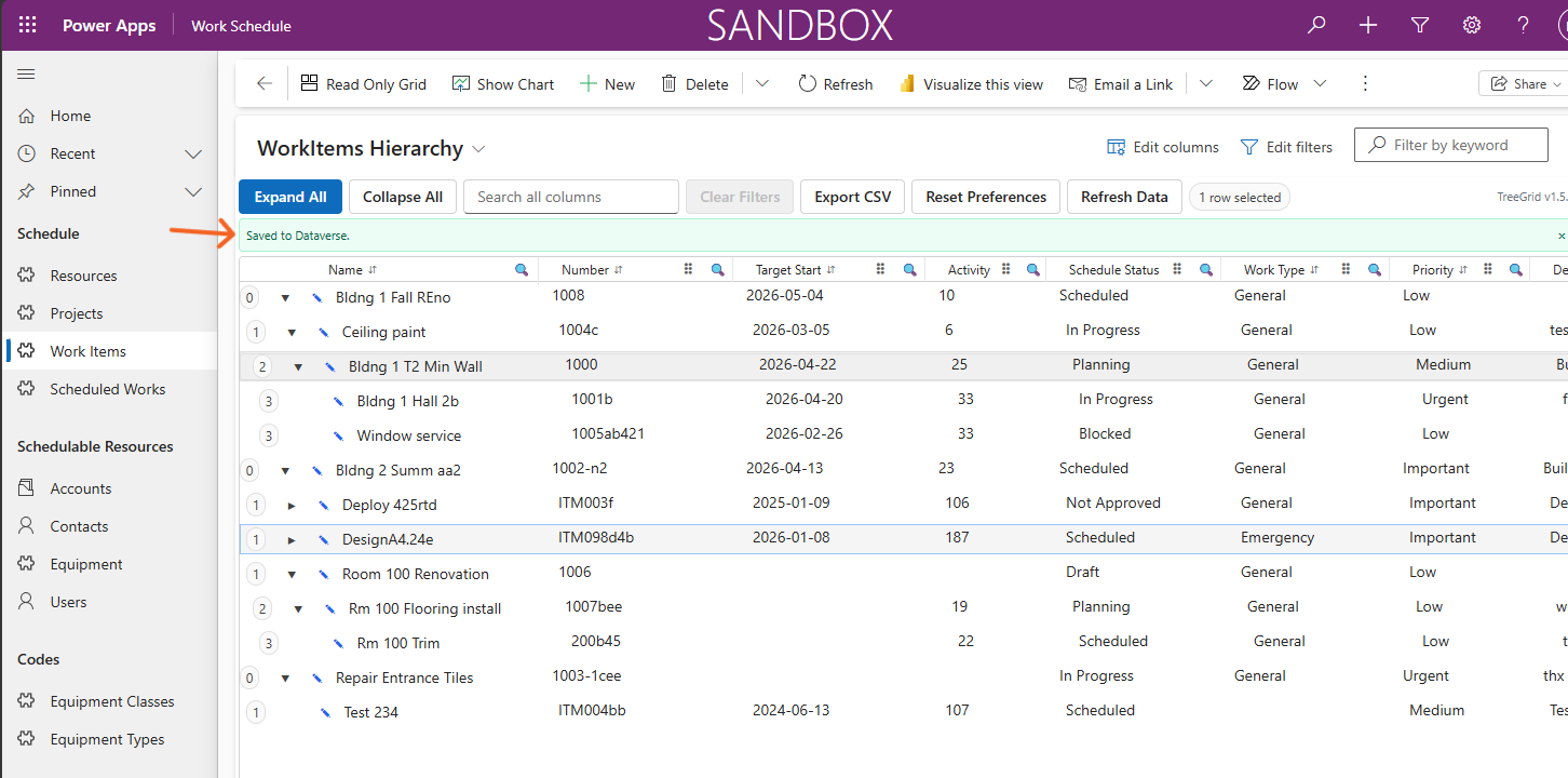 TreeGrid PCF: all changes saved to Dataverse