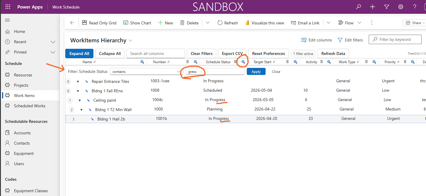 TreeGrid PCF: user specifies column filter