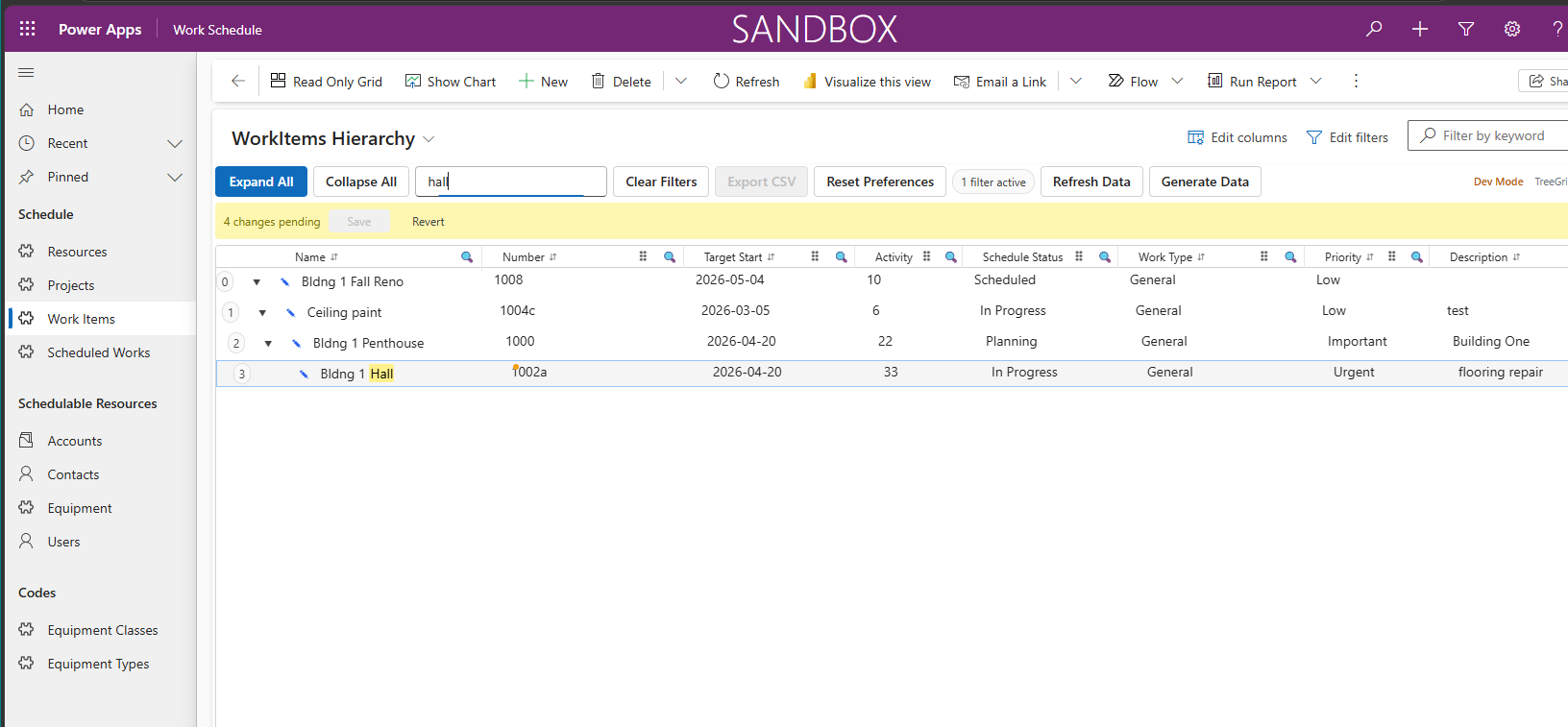 TreeGrid PCF control search functionality for quickly locating work items or assets