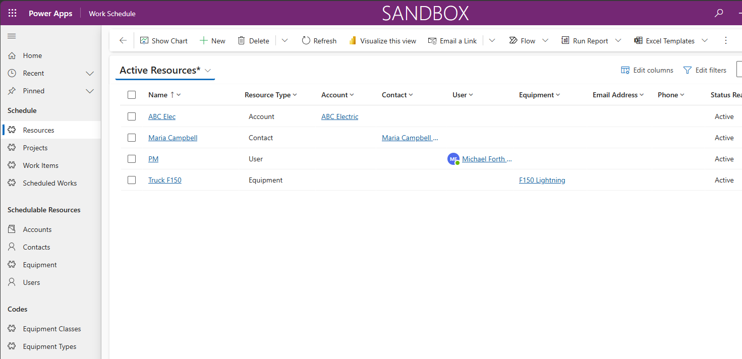 Work Plan solution - Schedule Resource list - any Contacts, Accounts, Users or Equipment