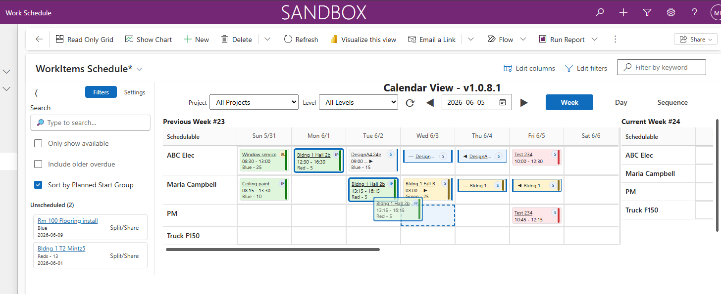 Work Plan solution - ScheduleBasic PCF Calendar Scheduling with drag and drop